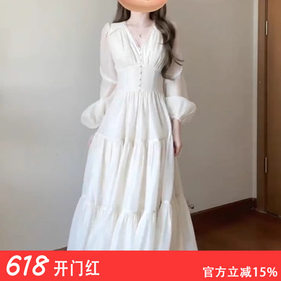 大码女装温柔风收腰显瘦连衣长裙