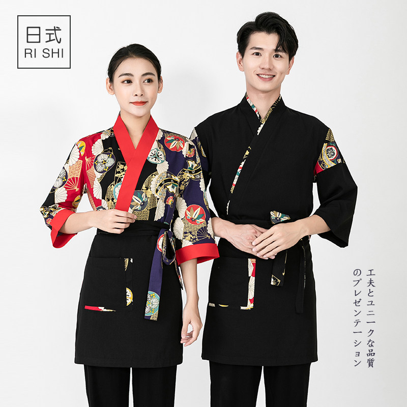 日本料理店男服务生厨房工作服后厨工衣前厅迎宾接待日式女服务员