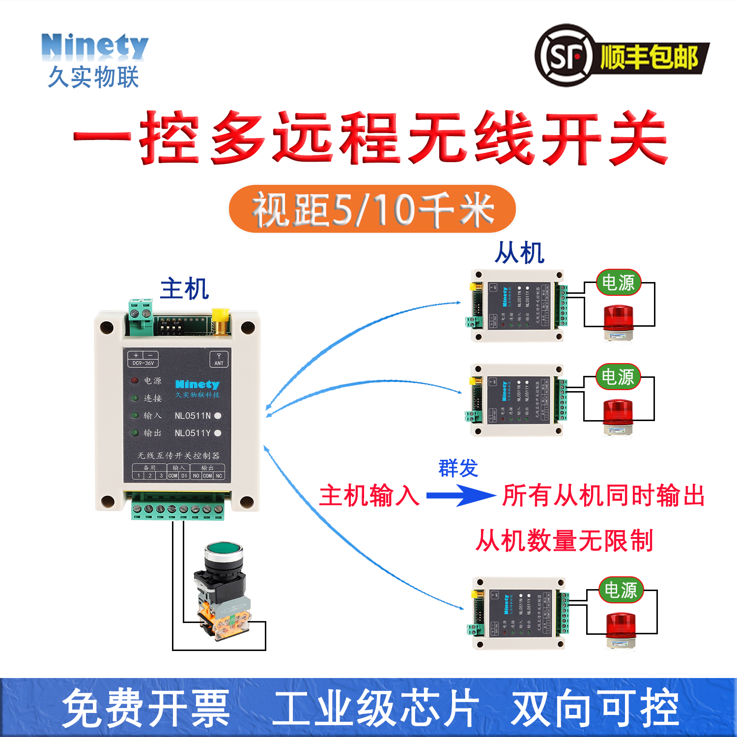一对多远程控制开关量无线传输模块工业继电器久实物联遥控器,电子/电工,遥控开关,淘宝优惠券,粉丝福利购,淘宝优惠卷