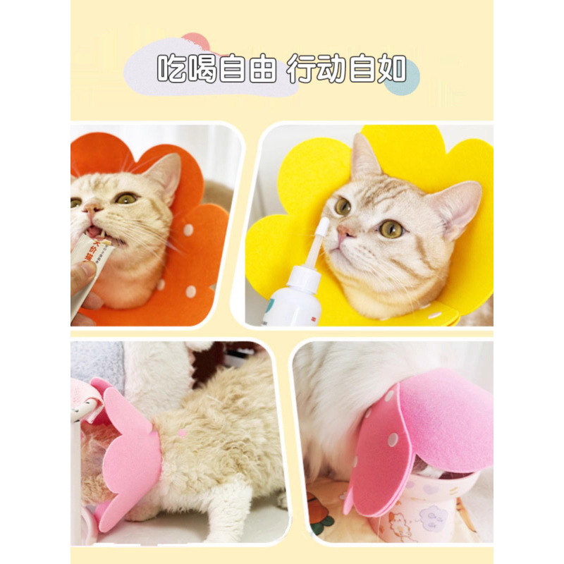伊丽莎白圈项圈猫狗术后防舔咬毛毡脖套太阳花头套宠物实用设计