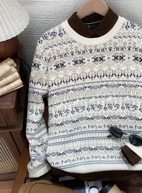 女式圆领费尔岛羊毛衫保罗彼得专柜正品新款针织衫毛衣UKEDM00112