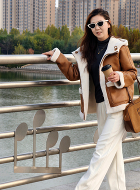 双面穿-保罗彼得专柜同款 女式连帽外套  加厚皮毛一体DSECU00480