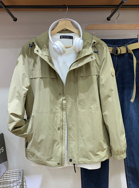 保罗彼得 25年新春款男士冲锋衣夹克连帽 简约百搭休闲RWEA73690