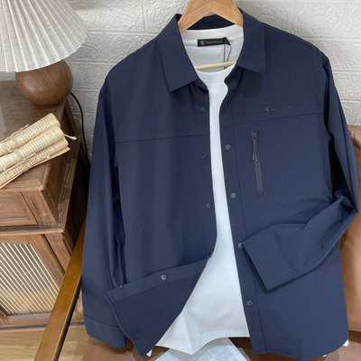 男式翻领长袖衬衫户外休闲风