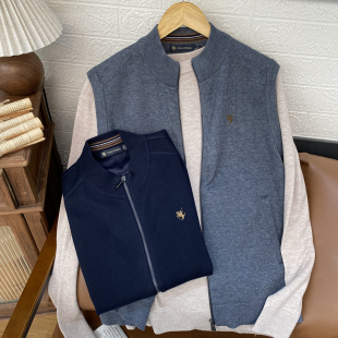 加绒保暖舒适MZECA00102 立领针织马甲开衫 保罗彼得专柜正品 男士