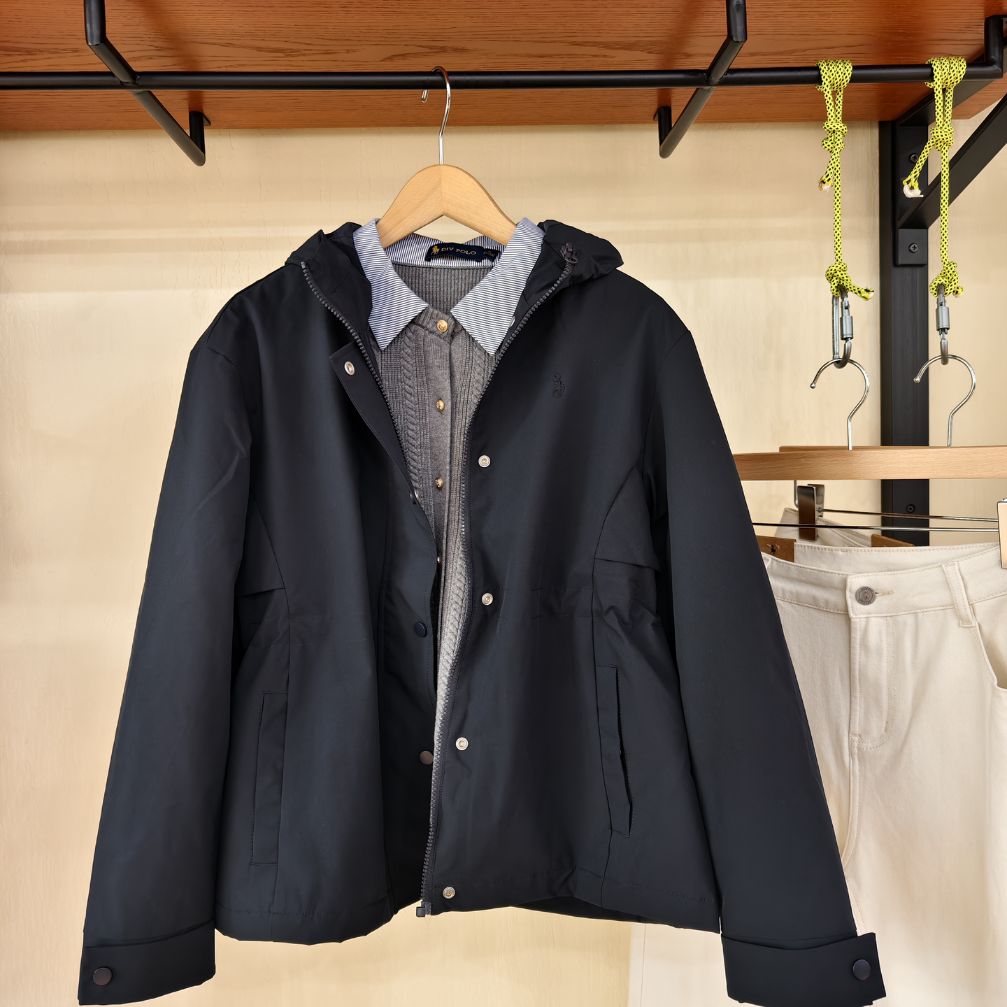 DIV.POLO 专柜正品连帽女士棉服可收腰舒适保暖一款双色TK0344537