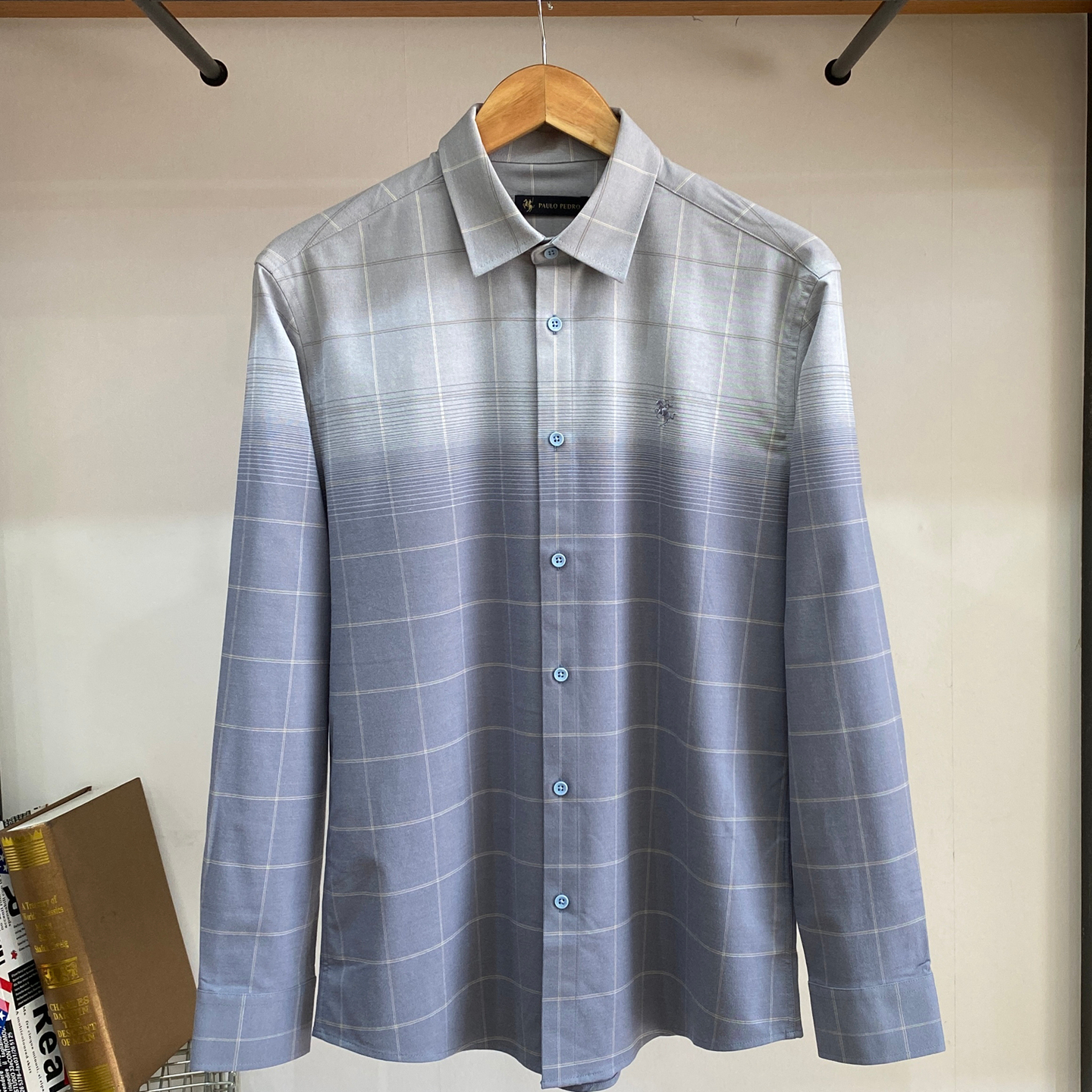 保罗彼得专柜正品男士翻领长袖衬衫时尚简约舒适百搭ZCDC59430