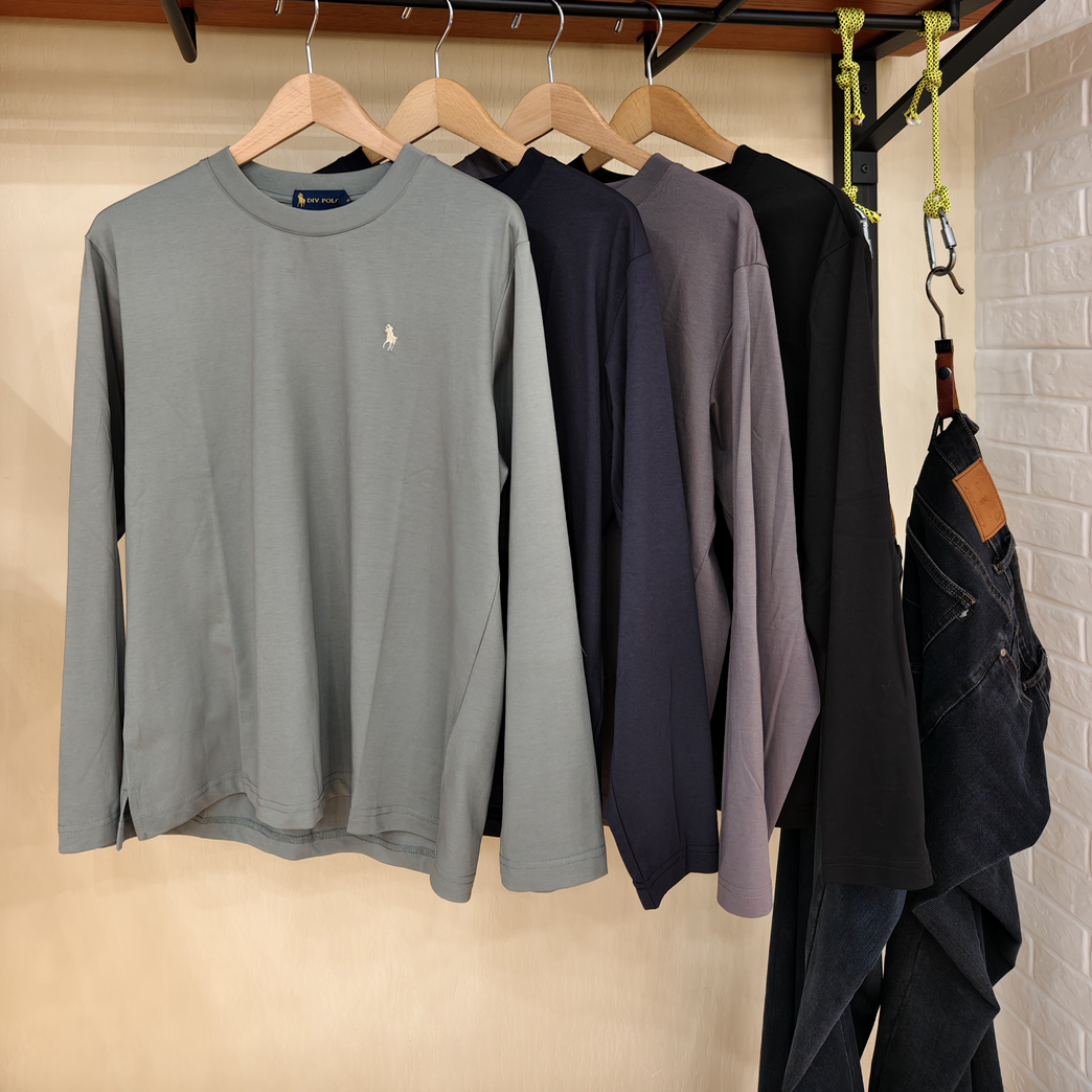 男式长袖圆领T恤简约舒适