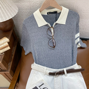 POLO衫 保罗彼得女式 翻领短袖 针织衫 显瘦简约YUFAZ01360 半拉链修身