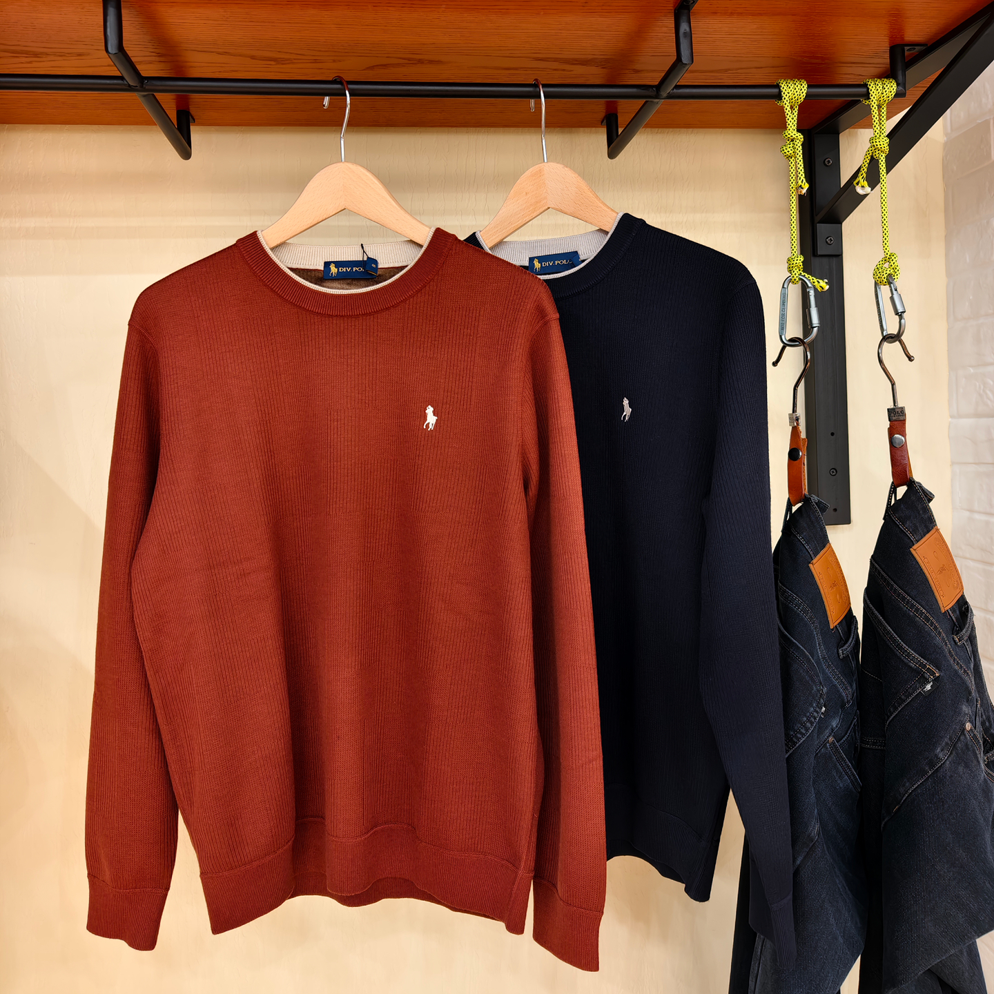 男式圆领针织衫加绒时尚百搭