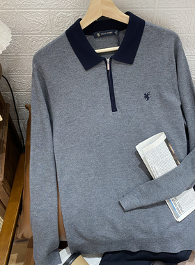 保罗彼得 专柜同款男式翻领长袖针织半拉链轻商务舒适 MMFAZ01450