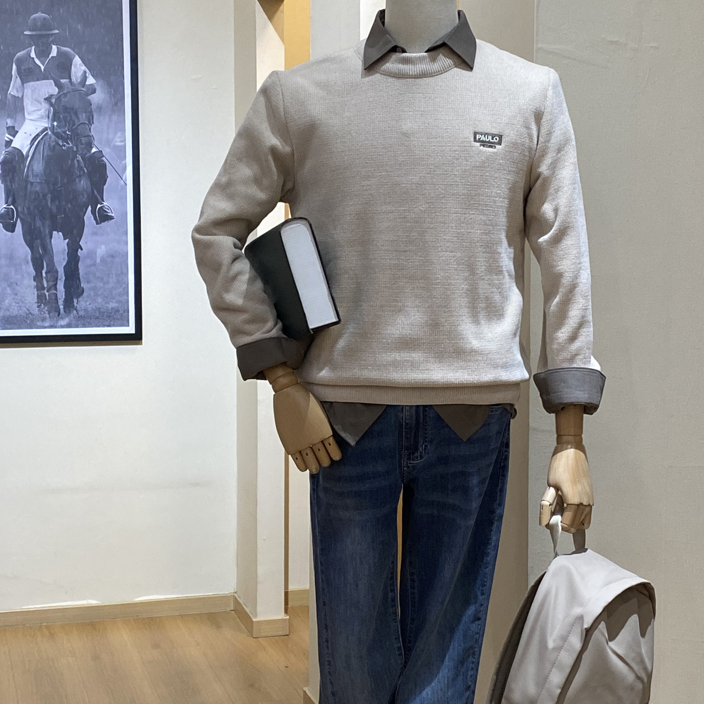 保罗彼得专柜正品 男士秋季加绒卫衣 舒适 简约经典百搭MMDD65352