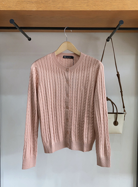 保罗彼得 专柜正品秋季新款女士圆领针织开衫 绞花 舒适MMDC65294