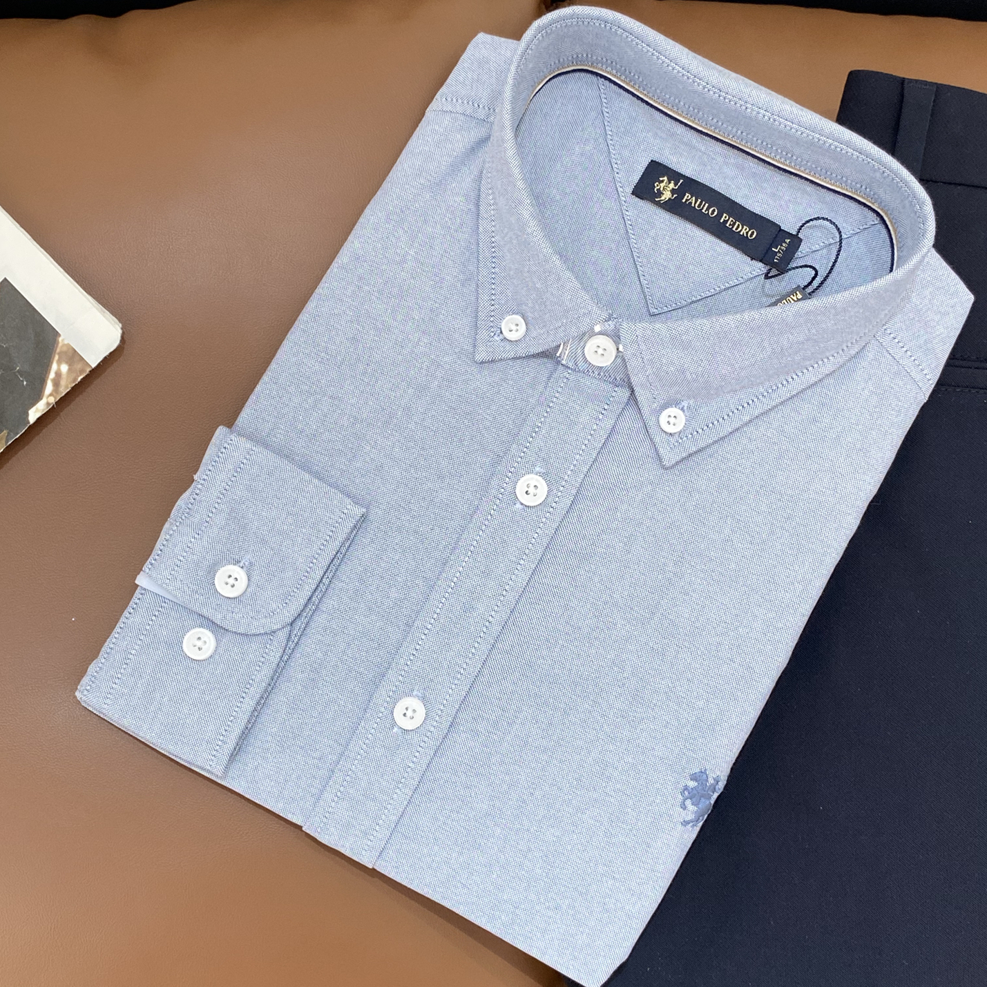 男式翻领纯棉长袖衬衫时尚百搭