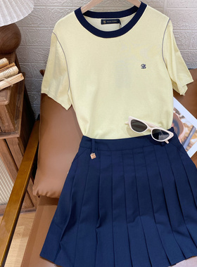 女士夏季新款圆领短袖针织衫撞色设计百搭舒适保罗彼得UKFAZ01201
