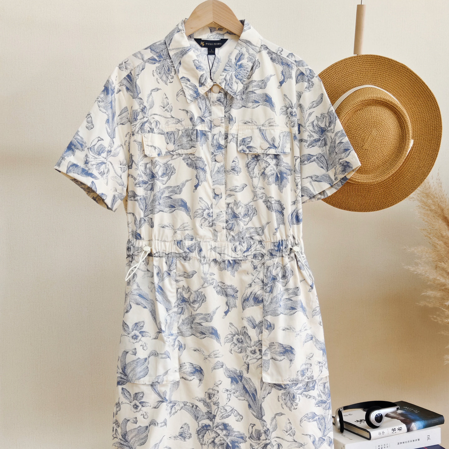 女式短袖衬衫连衣裙 保罗彼得商场同款大花卉印花纯棉YNEB52610