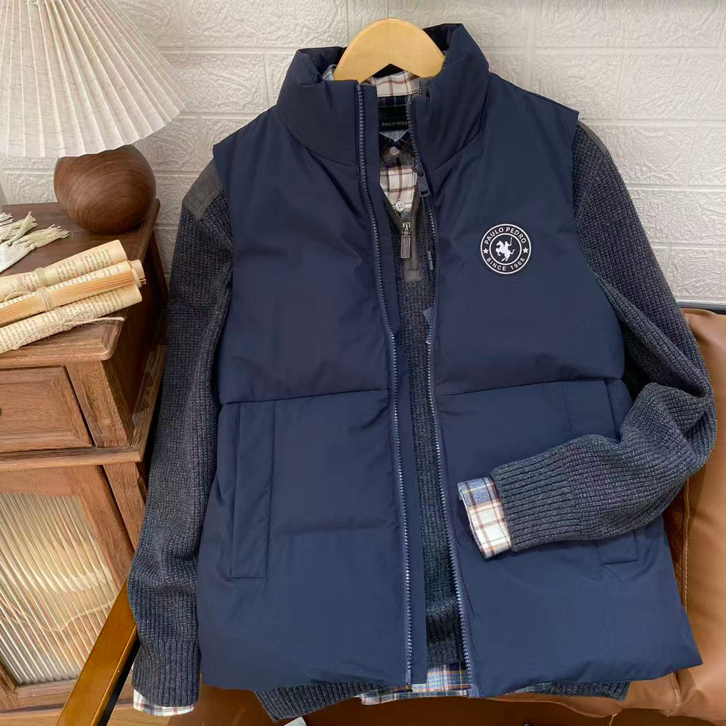 保罗彼得男式立领羽绒夹克休闲