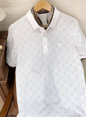 保罗彼得专柜同款 男士翻领POLO衫夏季满印logo商务休闲ZCEB53070