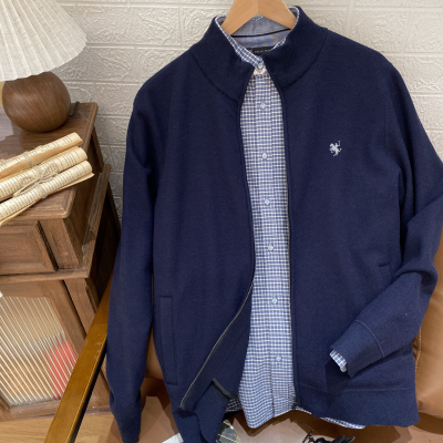 男士立领针织开衫舒适百搭简约