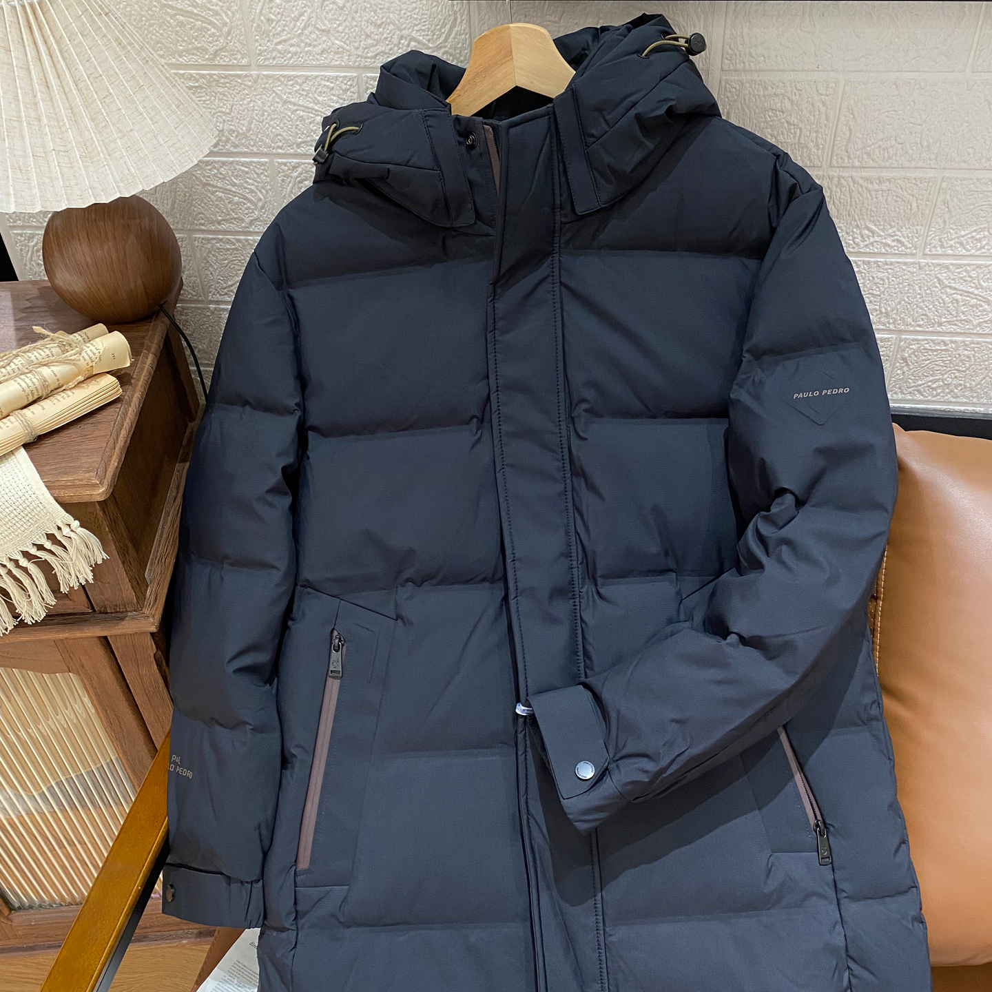 保罗彼得男士中长款羽绒服