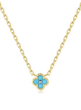 法兰西AG瑷嘉沙绿松石四叶花项链女锁骨链颈链生日七夕礼物送礼