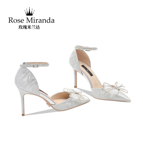 玫瑰米兰达RoseMiranda纪念时刻高跟鞋一字带浅口单鞋尖头中空