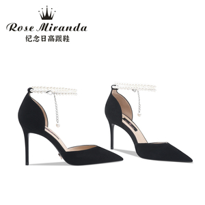 ROSE MIRANDA手工女鞋黑色真皮凉鞋女春季新款名媛配裙子