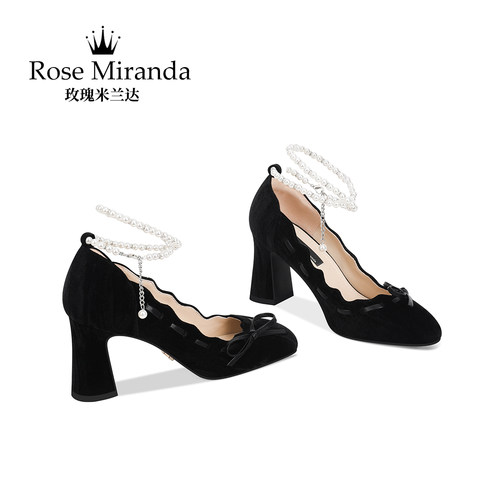 玫瑰米兰达RoseMiranda纪念时刻高跟鞋黑色法式御姐风百搭单鞋