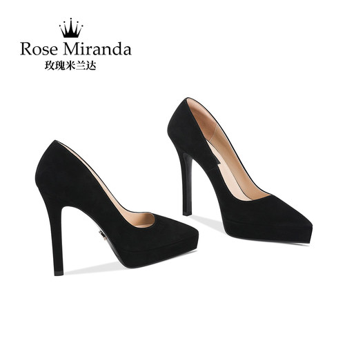 玫瑰米兰达RoseMiranda纪念时刻高跟鞋黑色职场防水台厚底单鞋