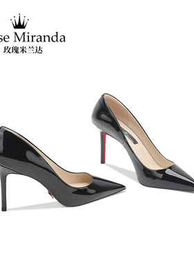 玫瑰米兰达【红底】RoseMiranda高跟鞋尖头红底一脚蹬浅口单鞋女