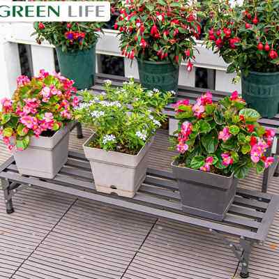 铝合金阳台庭院阶梯花架室外铁艺落地式多层花盆架子高矮脚置物架