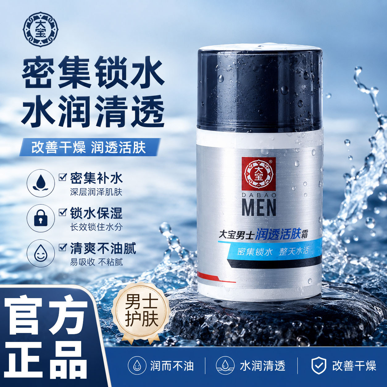 大宝男士面霜润透活肤专用保湿补水清爽润肤乳液脸部正品官方
