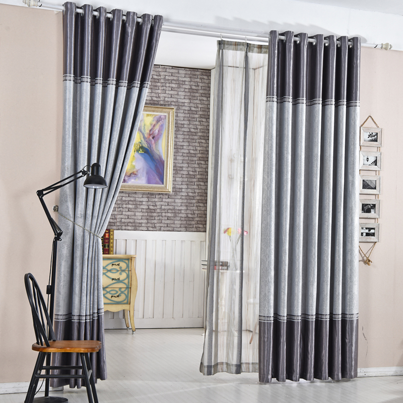 定制遮光成品简约现代加厚高档卧室客厅落地窗中式窗帘布料1B