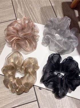Casual mesh solid color transparent adult hair tie时尚发圈