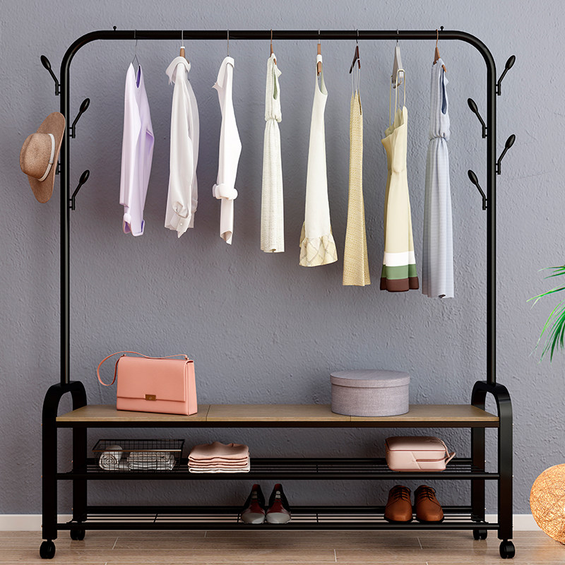 衣服带轮子单杆式可折叠三层式移动卧室带鞋架大号落地衣架挂被在类目 收纳整理, 衣物洗/晒/护理用具, 置地/升降晾晒衣架中 - 来自Buy2taobao.com提供专业的淘宝代购服务