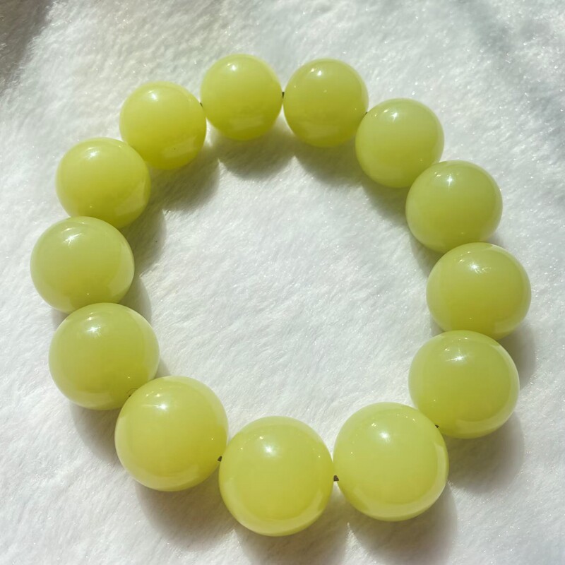 新疆和田玉黄口料圆珠单圈手串昆仑玉黄色佛珠手链男士手饰品玉石