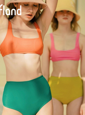 Offland买手店Waterandothers Ice Cream糖果色方领高腰分体泳衣