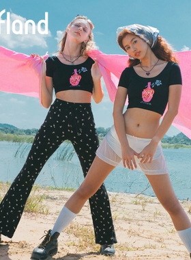 Offland Aprilpoolday Minjiena Escape 露脐短袖T恤 弹力喇叭裤