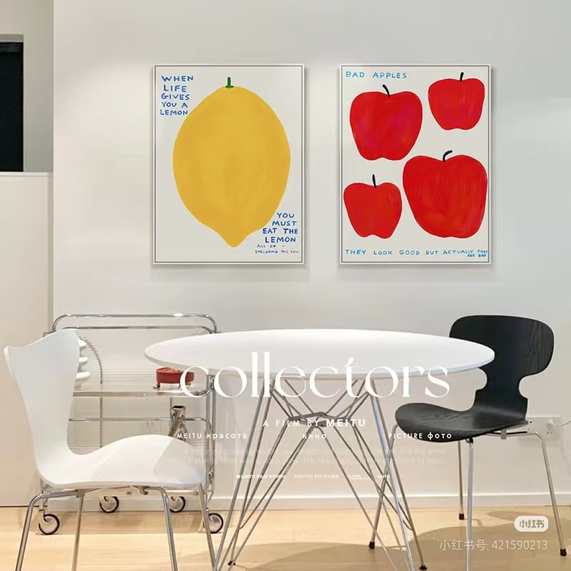 多巴胺黄柠檬鲜艳水果餐厅酒吧装饰画立体无框画治愈系儿童房挂画