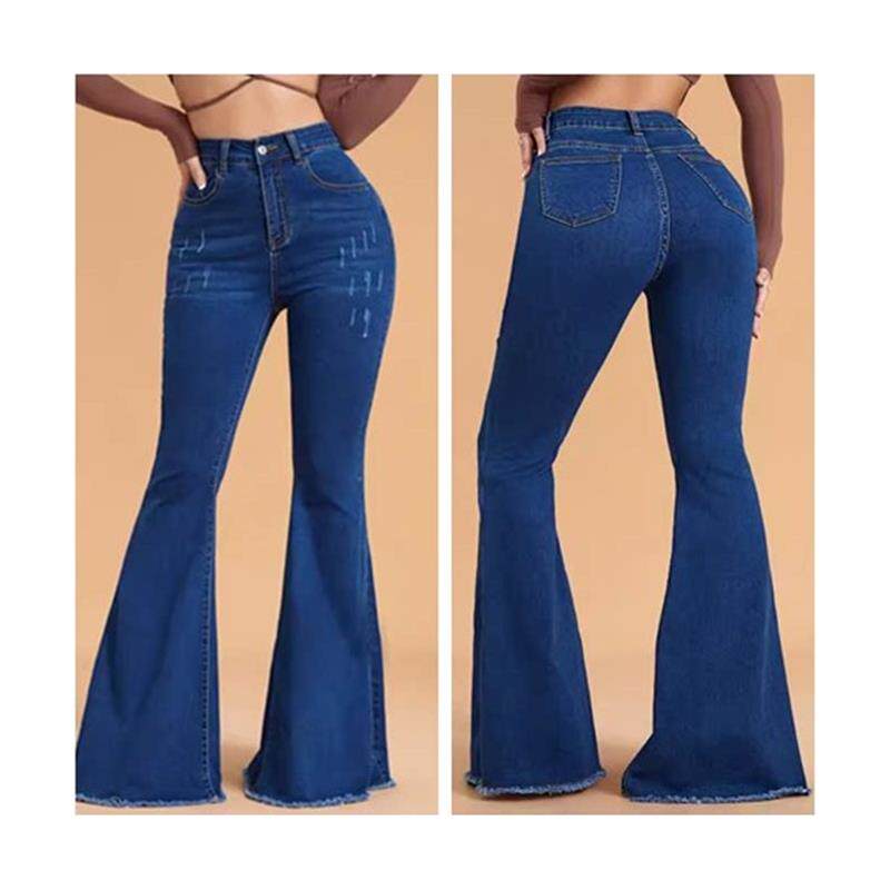 欧美显瘦弹力高腰喇叭裤牛仔裤女women jeans boot cut pants