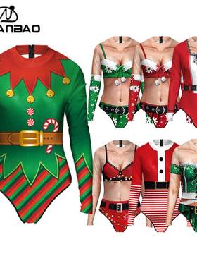 NADANBAO Women Christmas Party Print Monokini One Piece