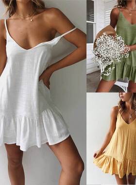 women's summer fashion sexy suspender dress欧美吊带连衣裙女