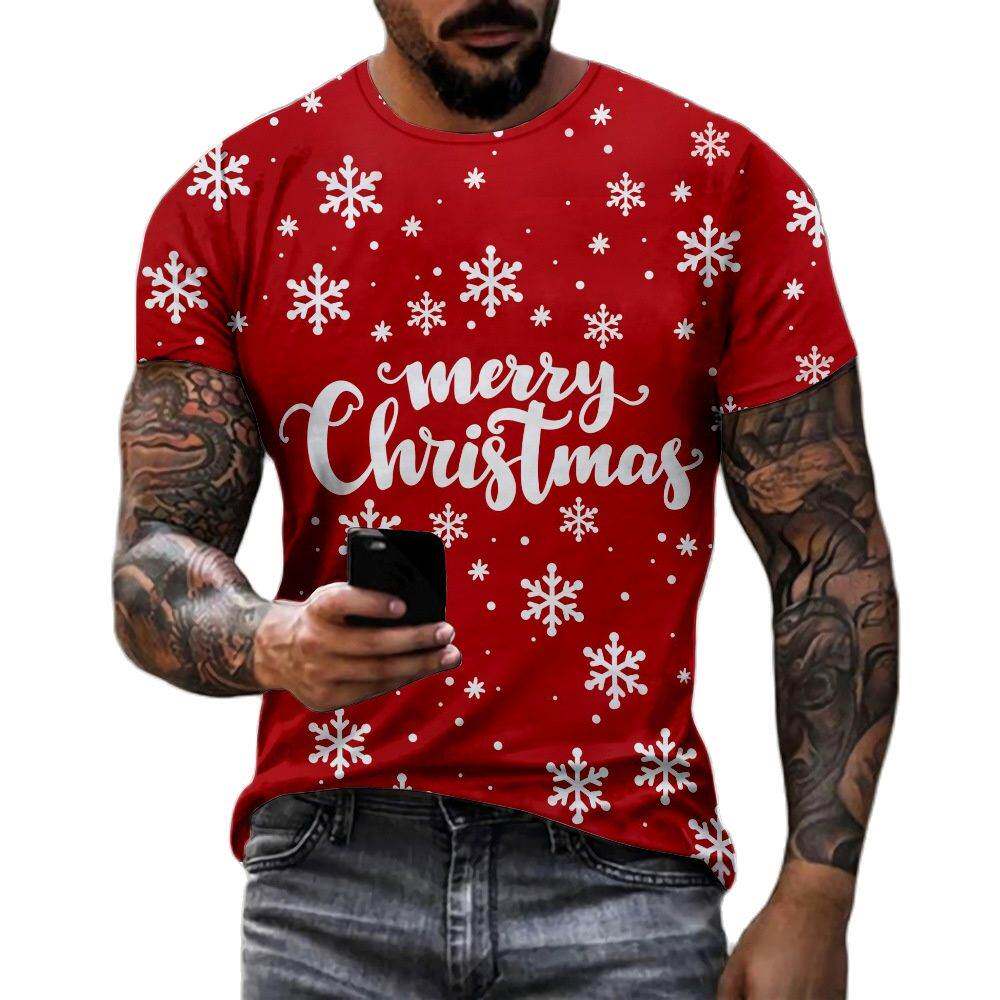Men's T-shirt Merry Christmas Alphabet Santa 3d Printed