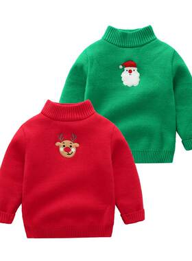 New Fashion High Neck Autumn Winter Kids Christmas Sweater