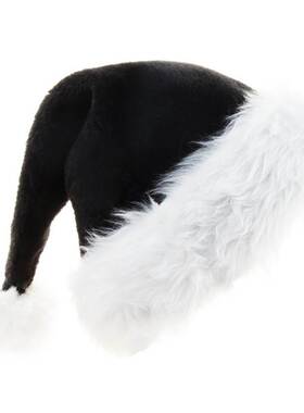 91AD Black Plush Christmas Hat Plush Xmas Hat for Adults