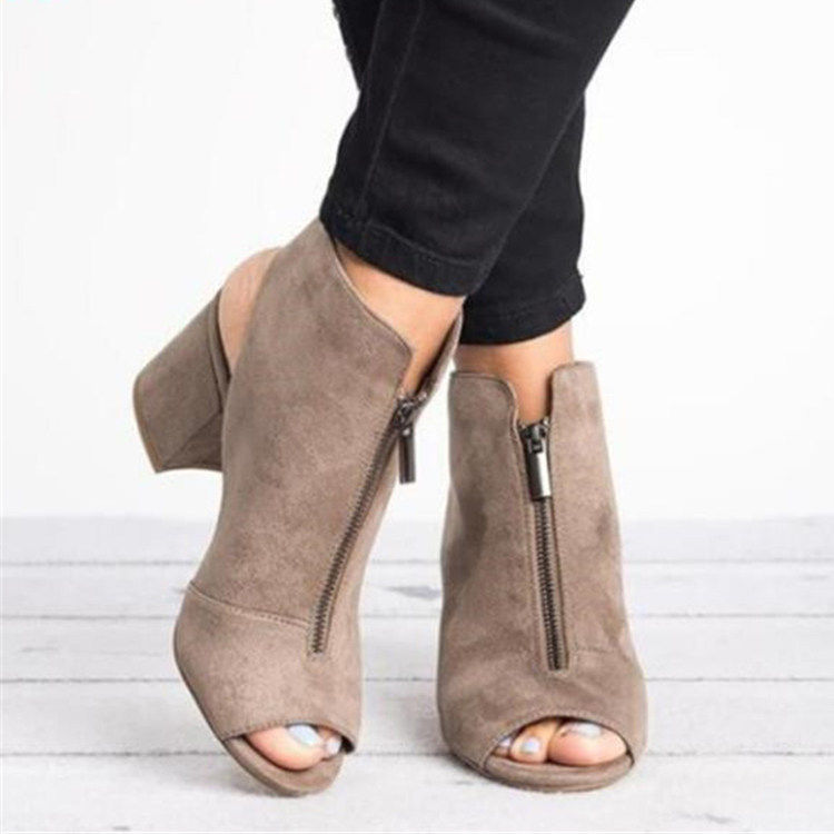 鱼嘴凉鞋女粗跟凉靴women high heels shoes for ladies sandals