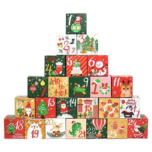 24PCS 1-24 Christmas Advent Calendar Gift Box Kids Xmas New