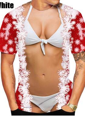 Christmas Men's T-shirt O Neck Red Santa Tshirt For Men