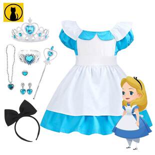 halloween万圣节爱丽丝梦游仙境Alice cosplay儿童迪士尼公主裙子