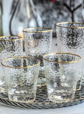 Glass transparent family living room drinking cup set 水杯